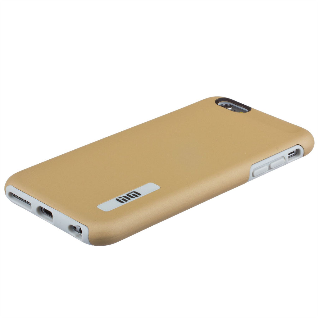 Lilware Smooth Armor Hard Plastic Case for Apple iPhone 6 and 6S. Rugged Dual Layer Protective Cover. Black / Golden Color