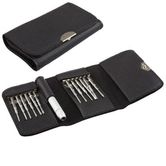 Lilware Universal 12-in-1 Magnet-Schraubendreher-Set im Portemonnaie-Format für elektronische Geräte. Schwarz