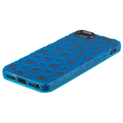 Xcessor Tetragon Bubbles Glänzendes, flexibles TPU-Case für Apple iPhone SE / 5 / 5S. Transparent / Blau
