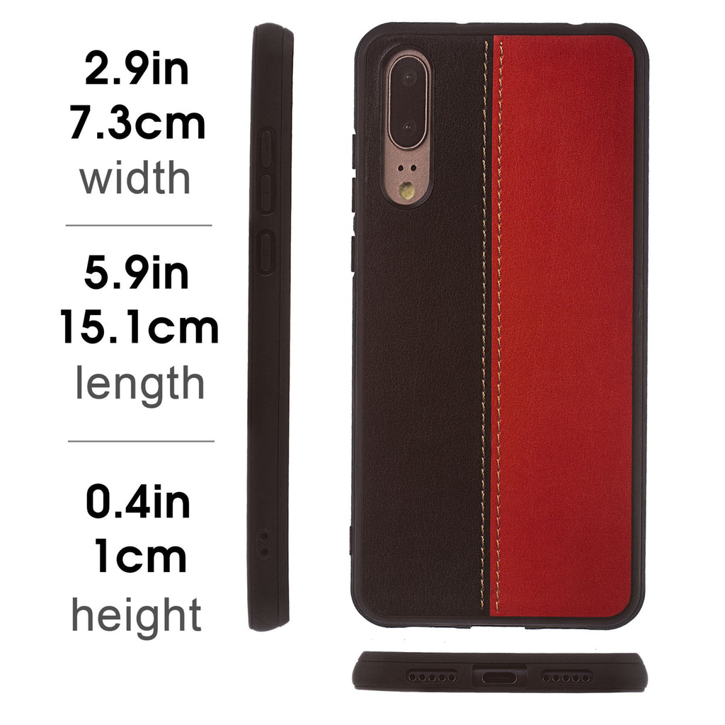 Lilware Bicolor PU Leather Phone Case Compatible with Huawei P20. Red / Black