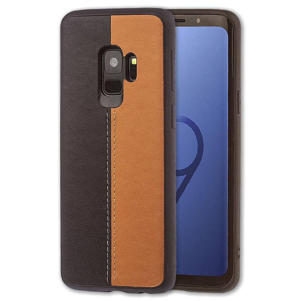 Lilware Bicolor PU Leather Phone Case for Samsung Galaxy S9. Brown / Black