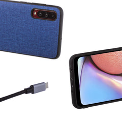 Lilware Canvas-Handyhülle aus gummiertem Kunststoff für Samsung Galaxy A70/A70S. Blau