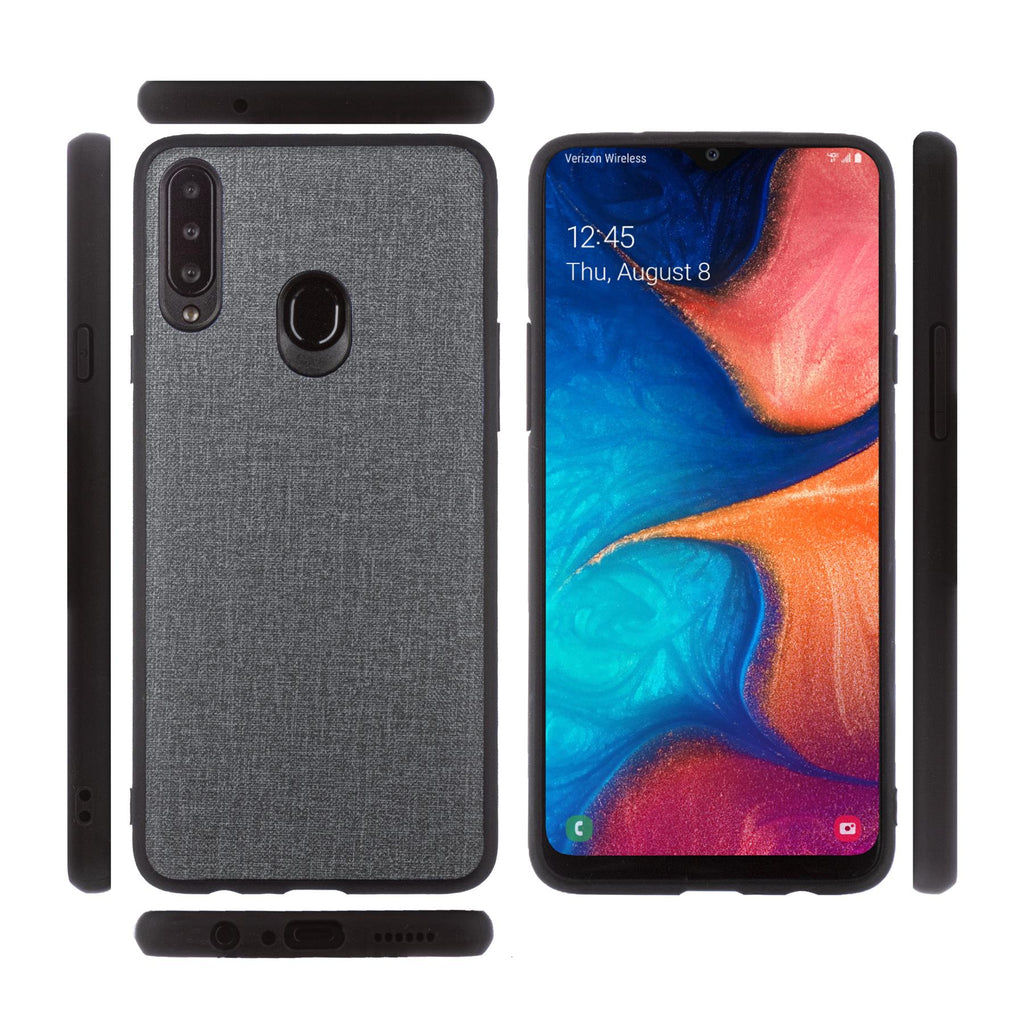 Lilware Canvas-Handyhülle aus gummiertem Kunststoff für Samsung Galaxy A20S. Dunkelgrau