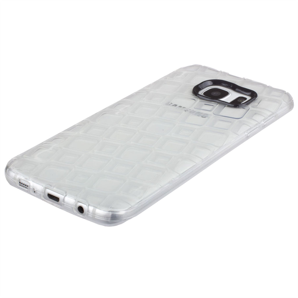 Xcessor Tetragon Bubbles Glossy Flexible TPU case for Samsung Galaxy S7 Edge SM-G935. Transparent