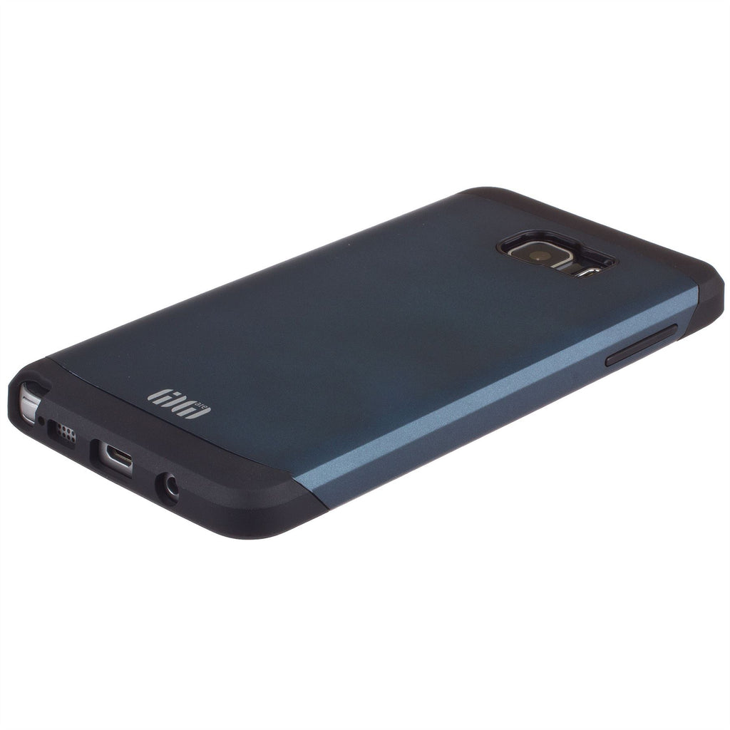 Lilware Angular Armor Hard Plastic Case for Samsung Galaxy Note 5. Rugged Dual Layer Protective Cover. Black / Dark Blue