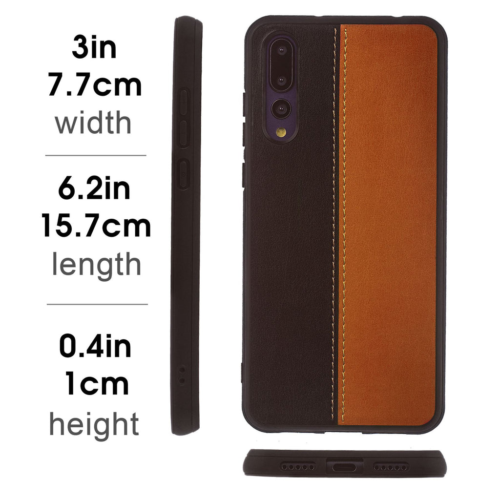 Lilware Bicolor PU Leather Phone Case Compatible with Huawei P20 Pro. Brown / Black