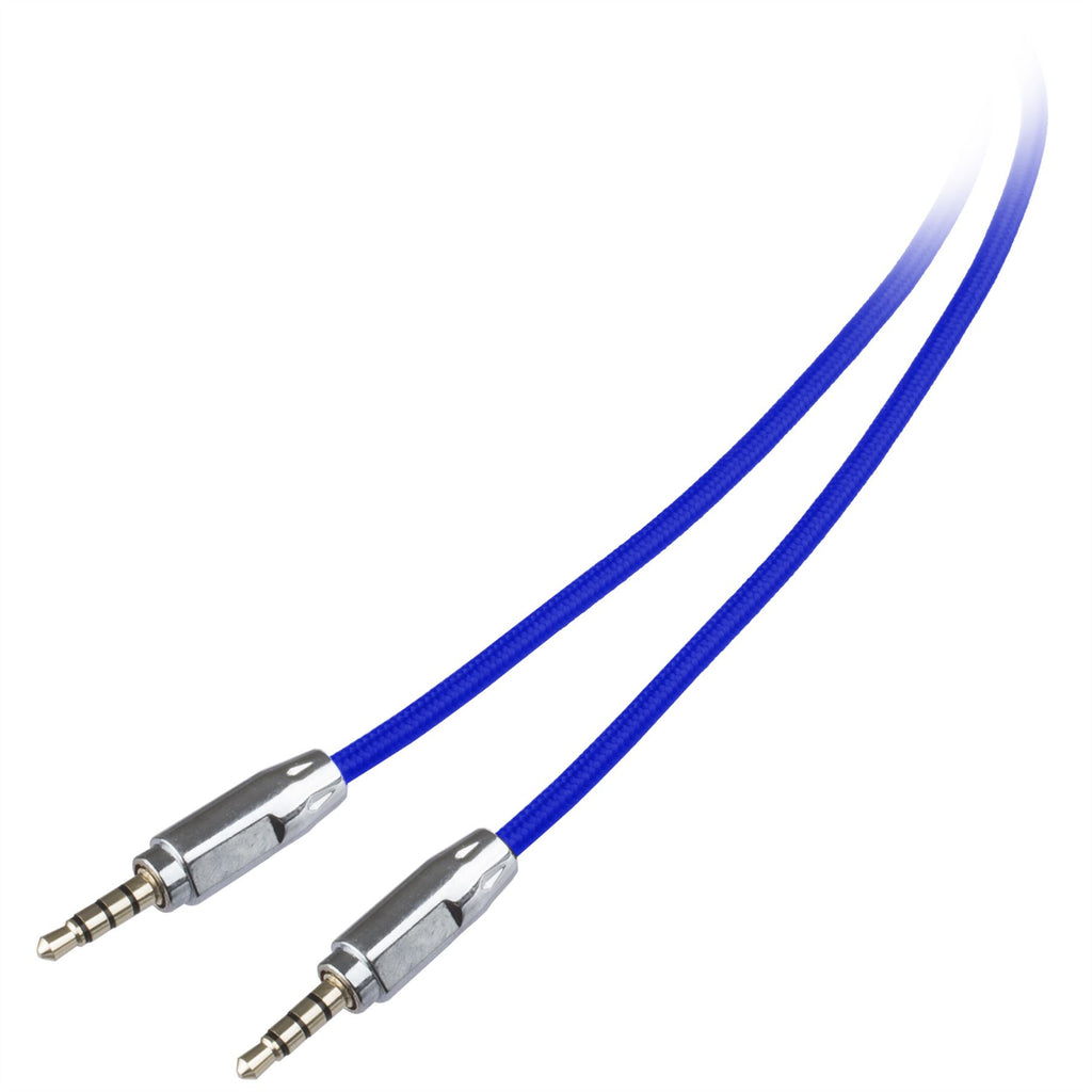 Lilware Braided Nylon Textile 35In (90 cm) Aux Audio Cable 3.5mm Jack Male to Male Cord For Multimedia Devices - Blue