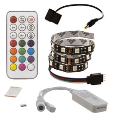 Lilware (50 cm) RGB-Farbwechsel-LED-Lichtstreifen für Mid-Tower-Computergehäuse – Multifunktionale 21-Tasten-RF-Fernbedienung und WLAN-Steuerung per Smartphone