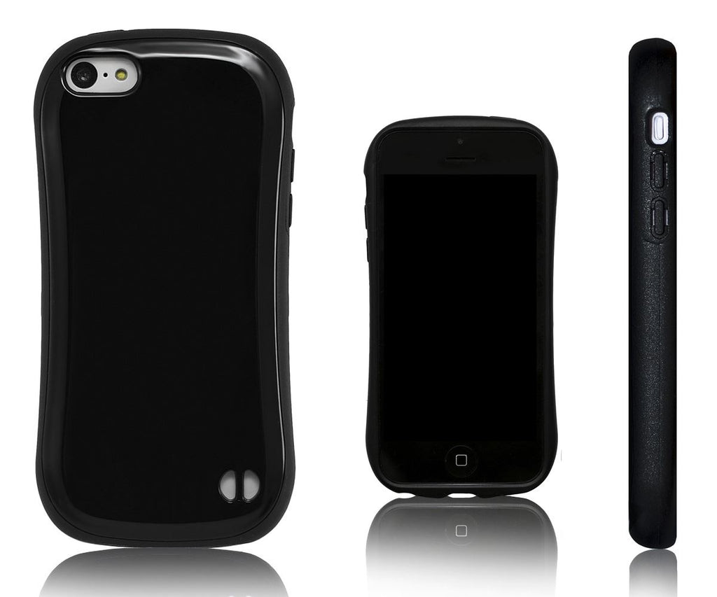 Lilware Silhouette Plastic Case for Apple iPhone 5C. Flexible TPU and Hard Glossy Plastic Back. Black