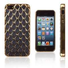 Xcessor Convex Checkered Glossy Flexible TPU case for Apple iPhone SE / 5 / 5S. Transparent / Gold