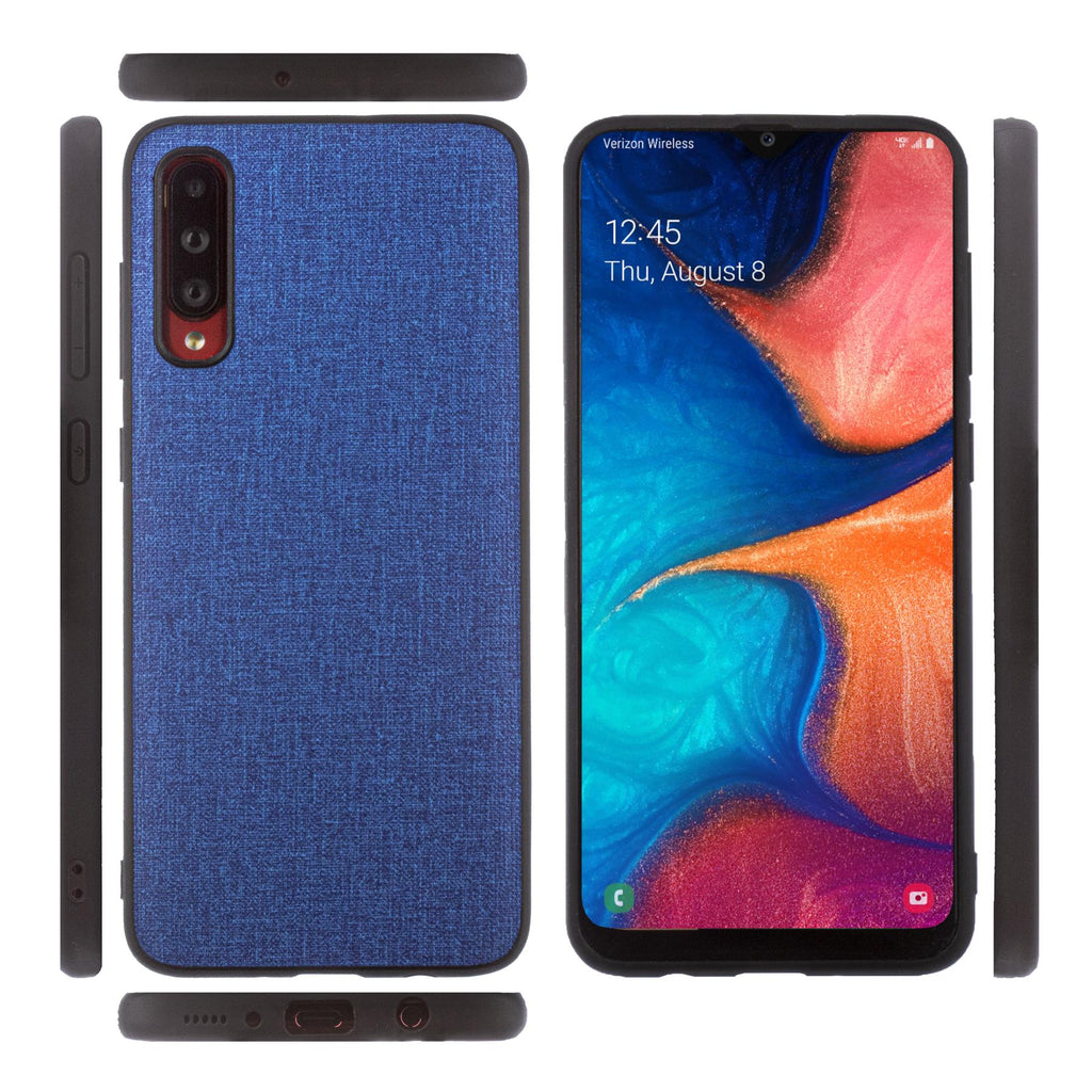 Lilware Canvas-Handyhülle aus gummiertem Kunststoff für Samsung Galaxy A70/A70S. Blau