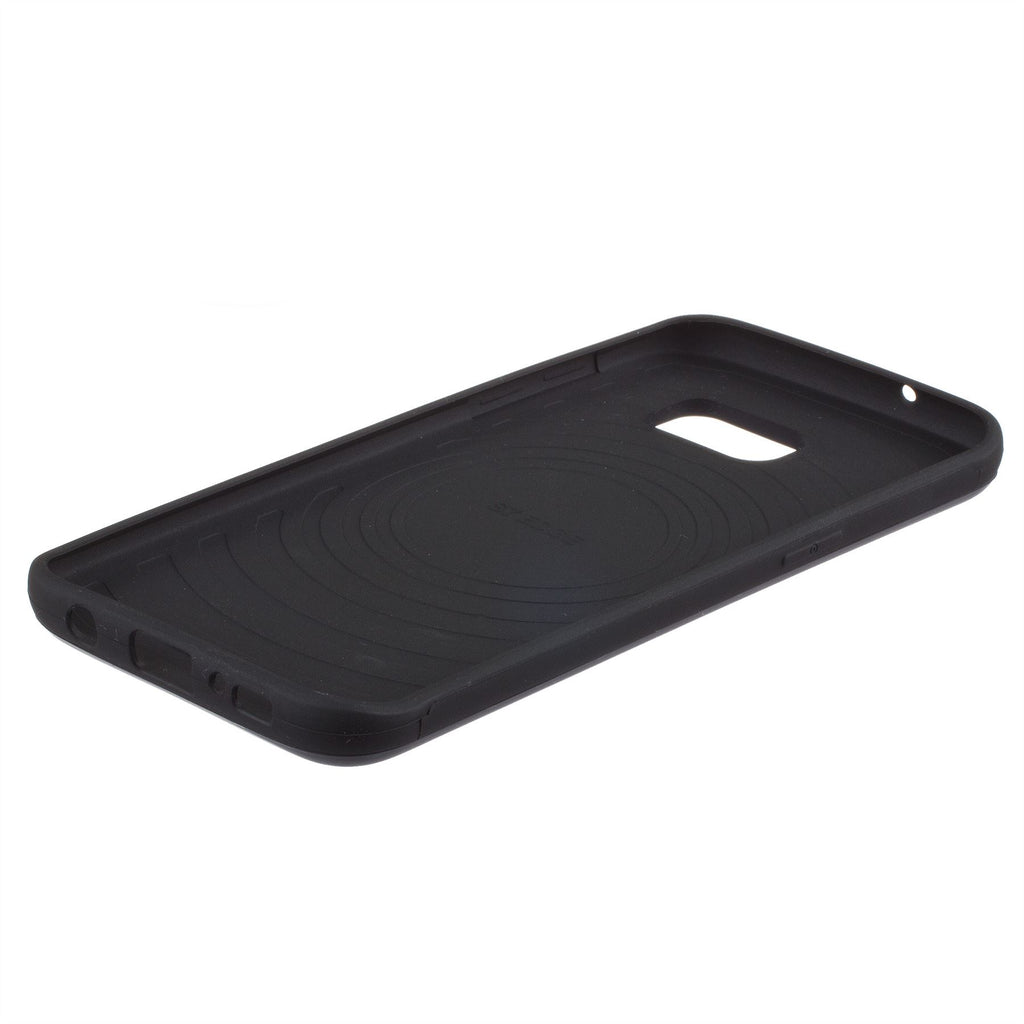 Lilware Armor Hard Plastic Case for Samsung Galaxy S7 edge. Glossy Dual Layer Protective Cover With Kickstand and Credit / Business Card Secret Slot. Black