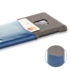 Lilware Card Wallet Kunststoff-Telefonhülle für Samsung Galaxy S9. Stofftextur und PU-Leder-Schutzhülle mit Ausweis-/Kreditkartenfach. Blau