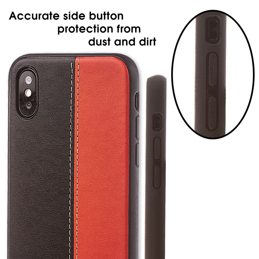 Lilware Bicolor PU Leather Phone Case for Apple iPhone XS. Red / Black