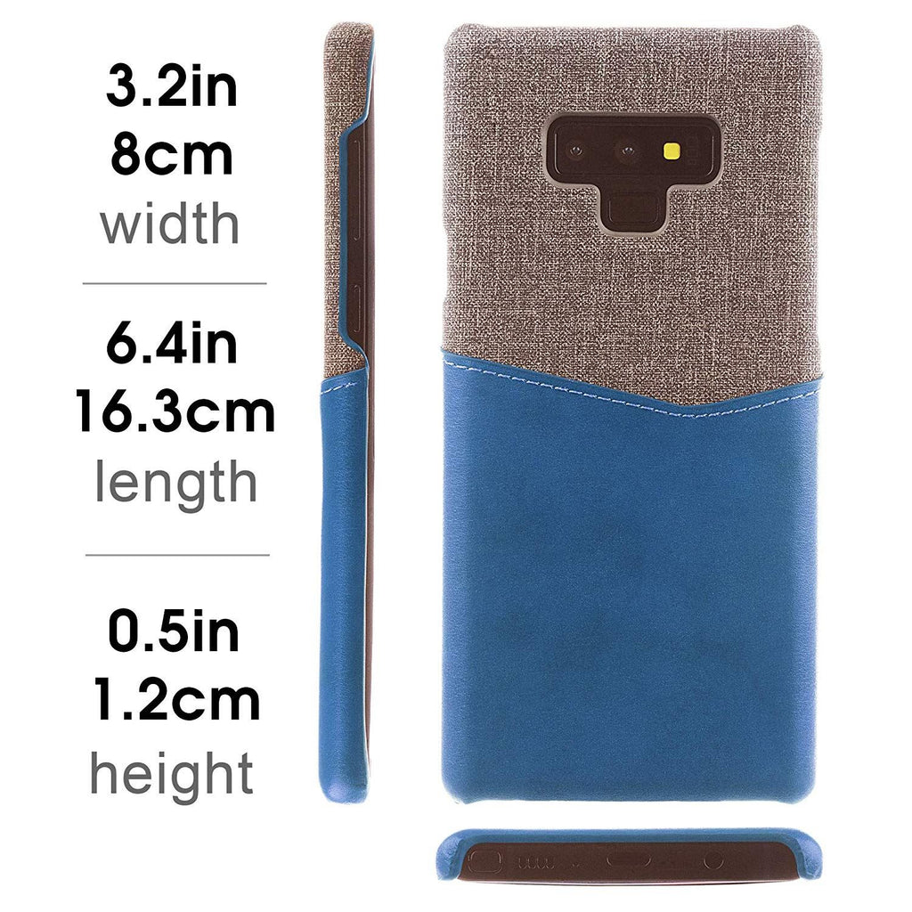 Lilware Card Wallet Kunststoff-Telefonhülle für Samsung Galaxy Note 9. Stofftextur und PU-Leder-Schutzhülle mit Ausweis-/Kreditkartenfach. Blau