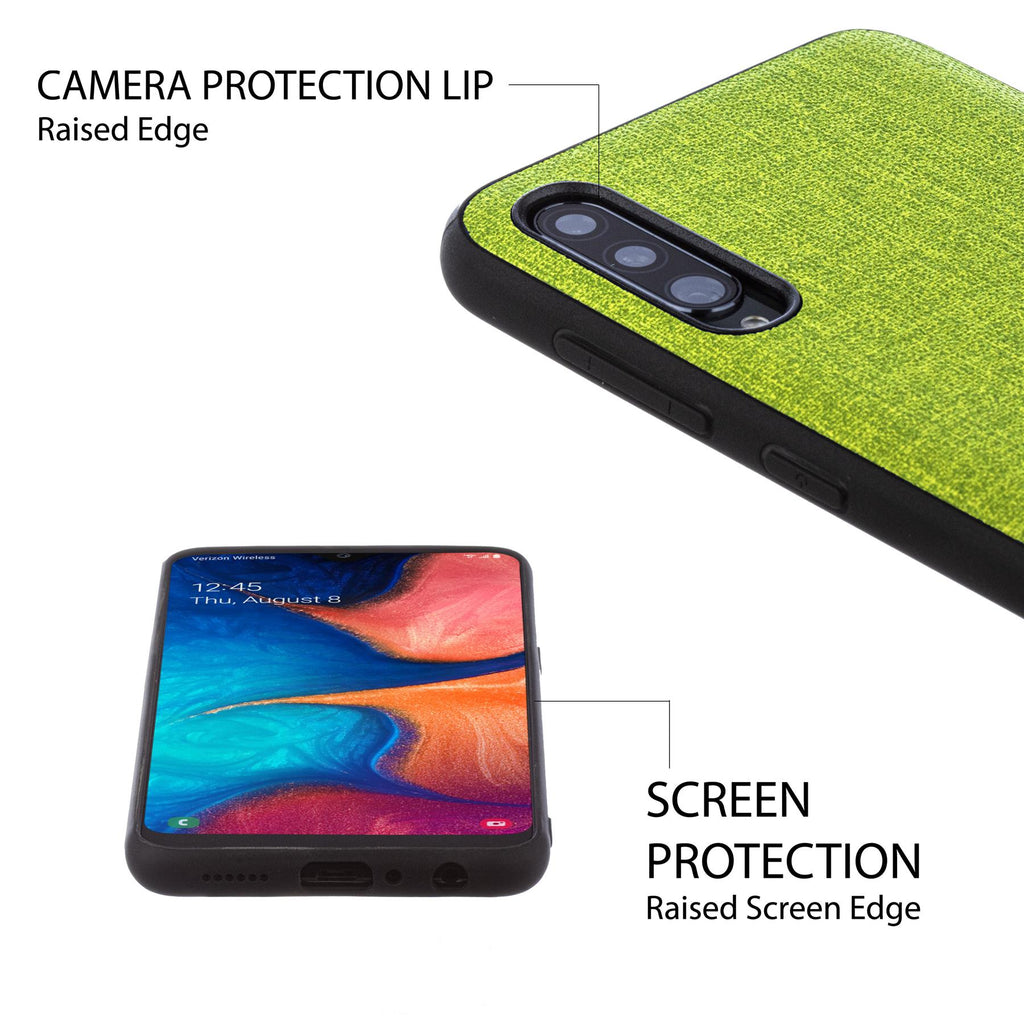 Lilware Canvas-Telefonhülle aus gummiertem Kunststoff mit Textur für Samsung Galaxy A50/A50S. Grün