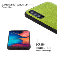 Lilware Canvas-Telefonhülle aus gummiertem Kunststoff mit Textur für Samsung Galaxy A50/A50S. Grün