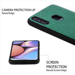 Lilware Canvas Z Handyhülle aus gummiertem Kunststoff mit Textur für Samsung Galaxy A20S. Grün
