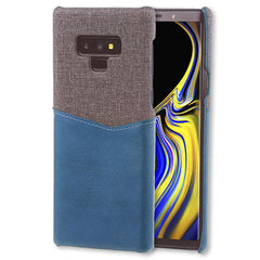 Lilware Card Wallet Plastic Phone Case for Samsung Galaxy Note 9. Fabric Texture and PU Leather Protective Cover with ID / Credit Card Slot Holder. Blue