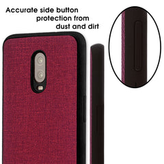 Lilware Canvas Rubberized Texture Plastic Phone Case for OnePlus 6T. Red