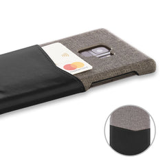 Lilware Card Wallet Kunststoff-Telefonhülle für Samsung Galaxy S9. Stofftextur und PU-Leder-Schutzhülle mit Ausweis-/Kreditkartenfach. Schwarz