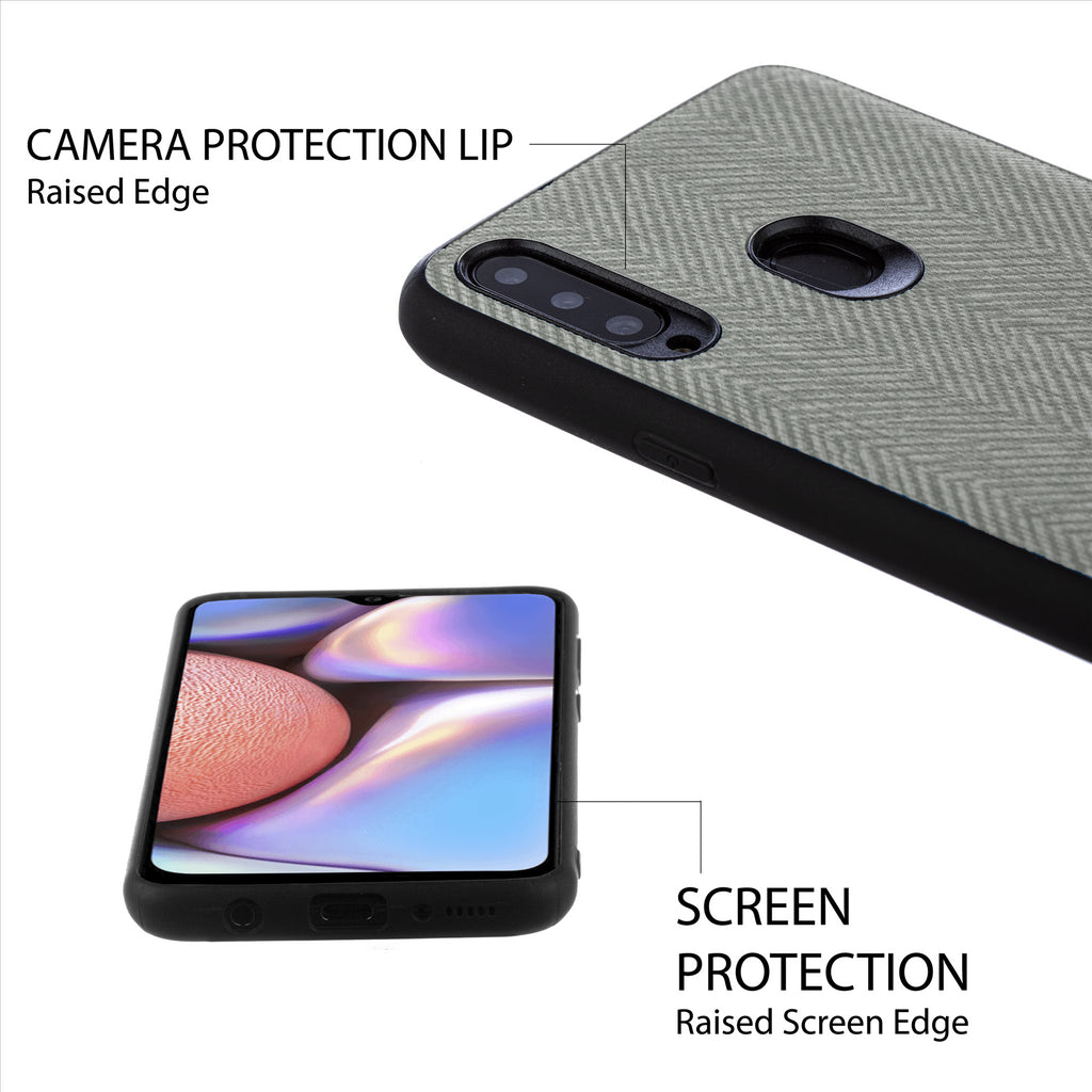 Lilware Canvas Z Handyhülle aus gummiertem Kunststoff mit Textur für Samsung Galaxy A20S. Dunkelgrau