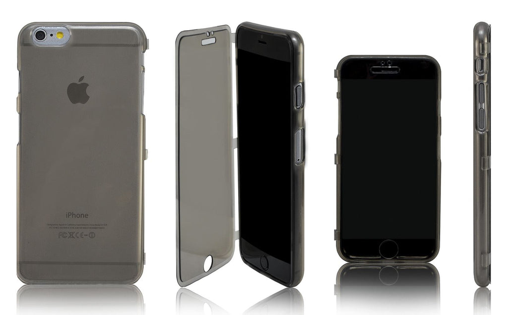 Xcessor Flip Open TPU Gel Case For Apple iPhone 6. Back and Front Protection. Grey / Transparent
