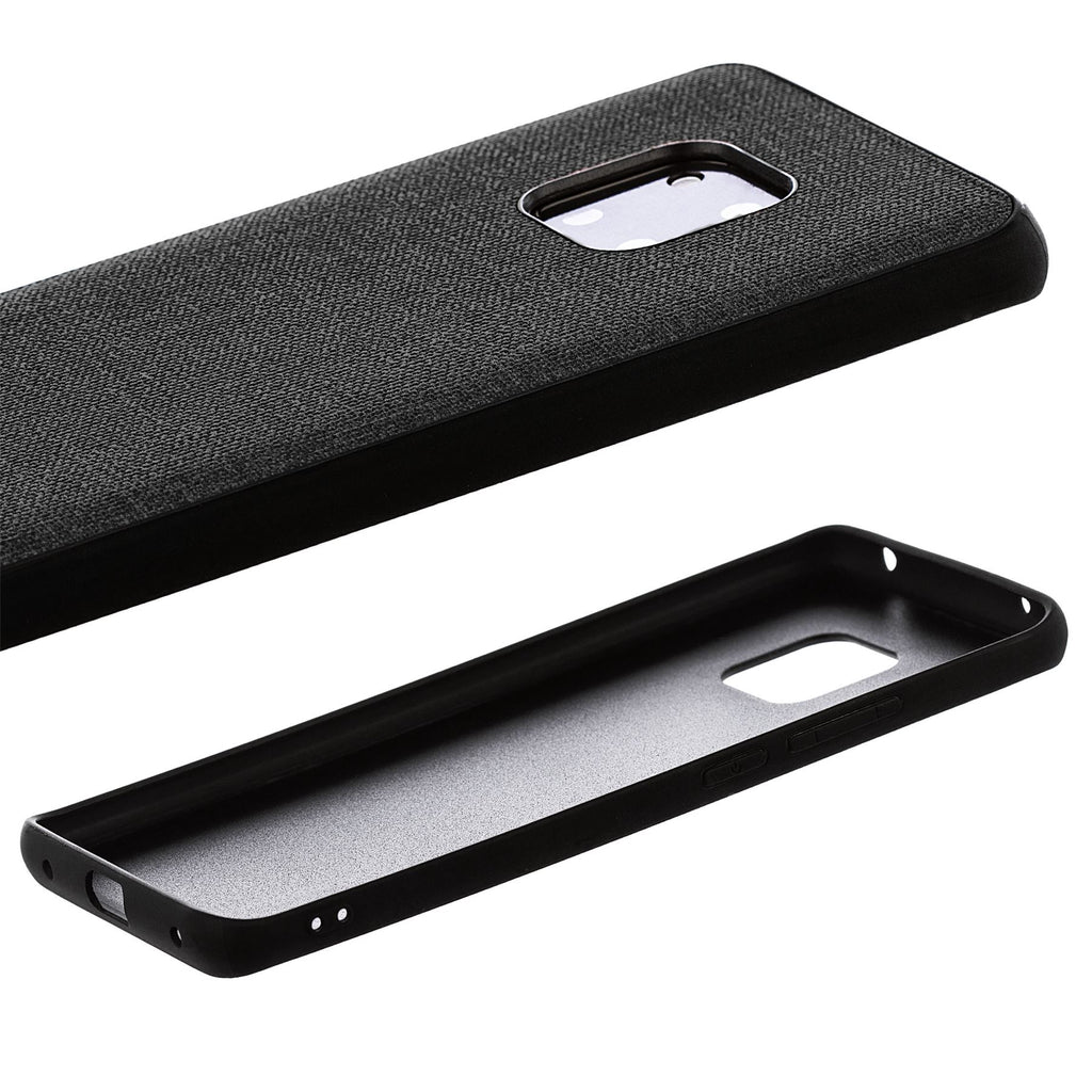 Lilware Canvas Rubberized Texture Plastic Phone Case Compatible with Huawei Mate 20 Pro. Black