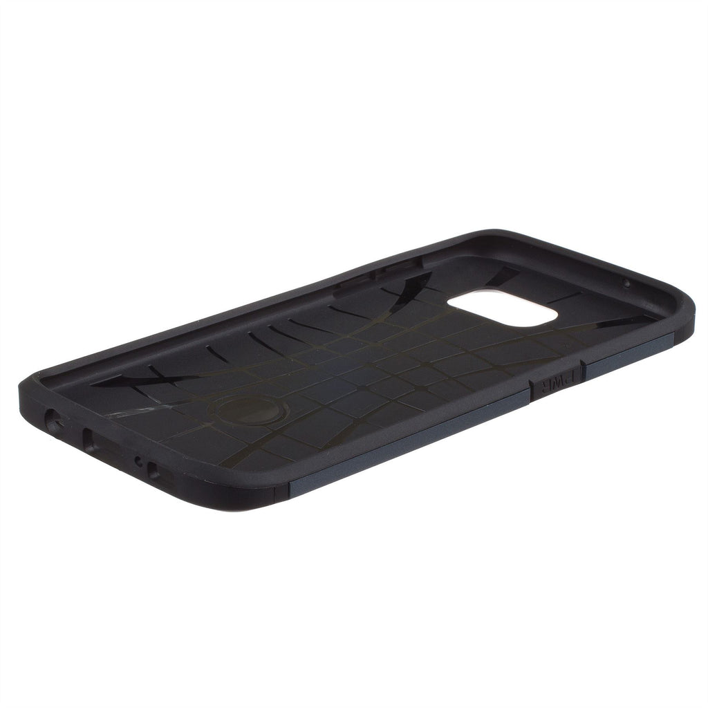 Lilware Angular Armor Hard Plastic Case for Samsung Galaxy S7 edge. Rugged Dual Layer Protective Cover. Black / Dark Blue