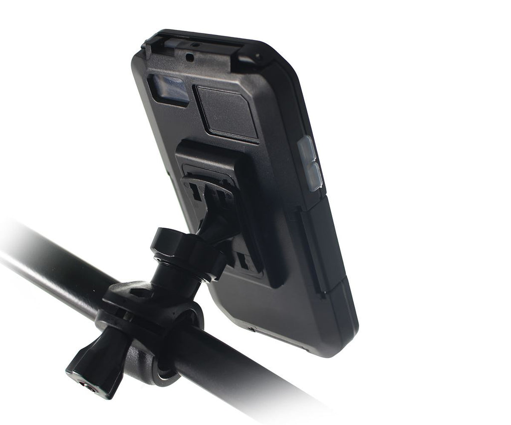 Lilware Universal Bicycle Handlebar Holder for Apple iPhone 4 / 4S /  5 / 5S / 5C. Compact Size Clamping Bike Mount With Waterproof Case and 360 Degree Rotating System. Black
