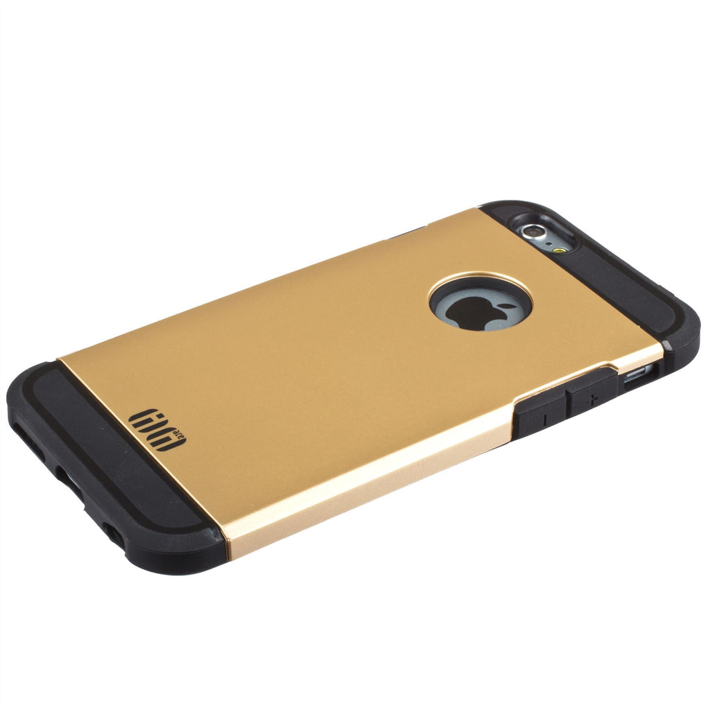 Lilware Angular Armor Hard Plastic Rugged Case Dual Layer Cover for Apple iPhone 6  6S. Gold / Black