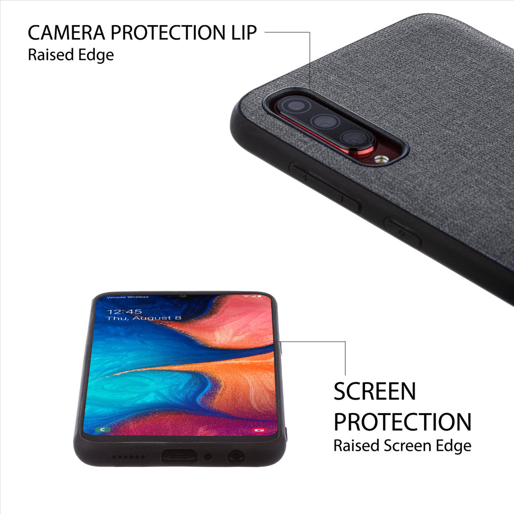 Lilware Canvas Rubberized Texture Plastic Phone Case for Samsung Galaxy A70/A70S. Dark Grey