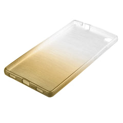 Xcessor Transition Color Flexible TPU Case for Huawei P8. With Gradient Silk Thread Texture. Transparent / Gold