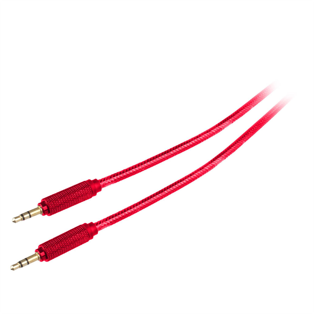Lilware Braided Nylon Transparent PVC Jacket 1M Aux Audio Cable 3.5mm Jack Male to Male Cord For Multimedia Devices - Red