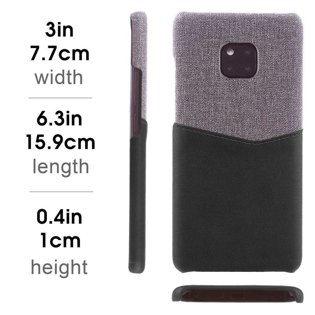 Lilware Card Wallet Kunststoff-Telefonhülle Kompatibel mit Huawei Mate 20 Pro. Stofftextur und PU-Leder-Schutzhülle mit Ausweis-/Kreditkartenfach. Schwarz