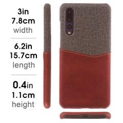 Lilware Card Wallet Plastic Phone Case Compatible with Huawei P20 Pro. Fabric Texture and PU Leather Protective Cover with ID / Credit Card Slot Holder. Red
