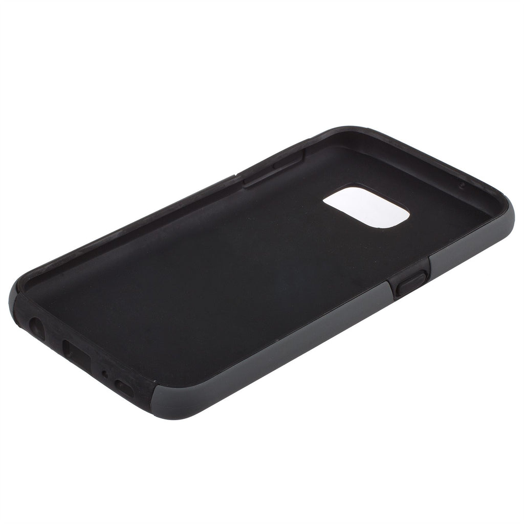 Lilware Smooth Armor Hard Plastic Case for Samsung Galaxy S7. Rugged Dual Layer Protective Cover. Black / Grey
