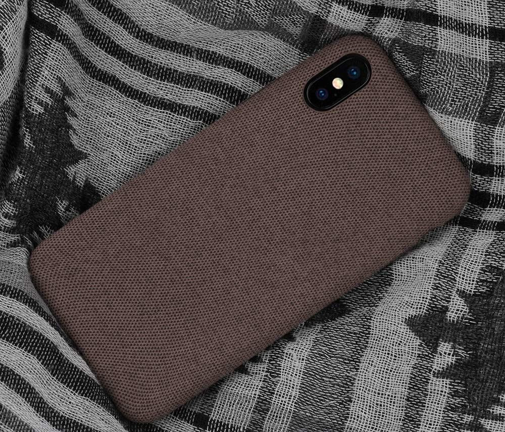 Lilware Soft Fabric Texture Plastic Phone Case for Apple iPhone XS Max - Brown