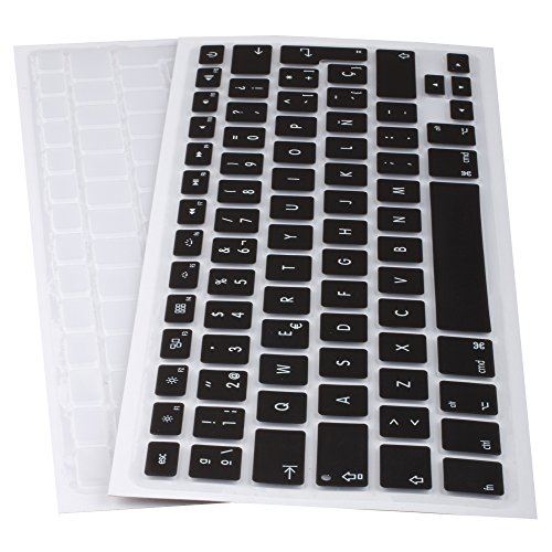 Lilware Set of 2 Silicone Keyboard covers for MacBook Pro 13 / 15 / 17 (Release 2015 year) QWERTY (Spanish layout) Black/Transparent