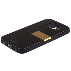 Lilware Armor Hard Plastic Case for Samsung Galaxy S6 SM-G920. Glossy Dual Layer Protective Cover With Kickstand and Credit / Business Card Secret Slot. Black