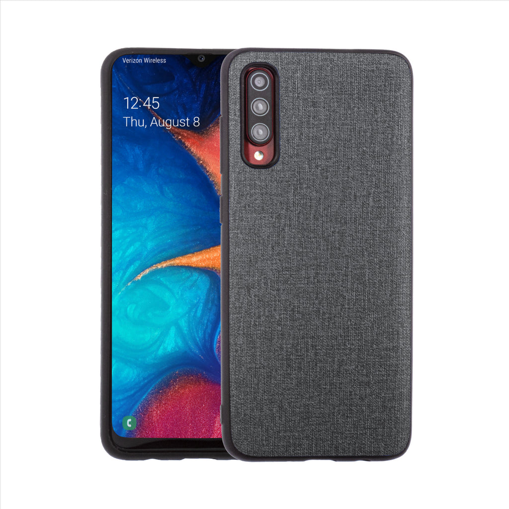 Lilware Canvas-Handyhülle aus gummiertem Kunststoff für Samsung Galaxy A70/A70S. Dunkelgrau