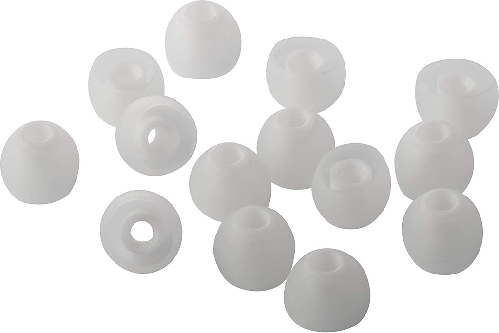 Xcessor (M) 7 Pairs (14 Pieces) of Silicone Replacement In Ear Earphone Medium Size Earbuds. Bicolor. Transparent / White