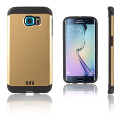 Lilware Armor Hard Plastic Rugged Case Dual Layer Cover for Samsung Galaxy S6 edge SM-G925F. Gold / Black