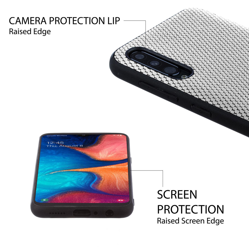 Lilware Canvas X Stofftextur Kunststoff-Telefonhülle für Samsung Galaxy A50/A50S. Hellgrau