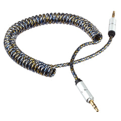 Lilware Rubberized Coiled Spring Auxiliary 3.5mm Audio Male To Male Cable For Multimedia Devices - Silver