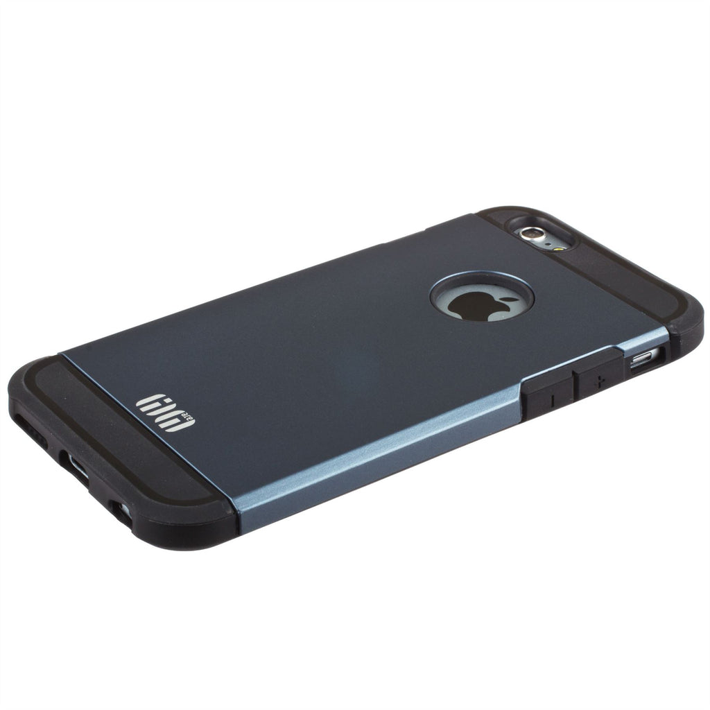 Lilware Angular Armor Hartplastik Robuste Dual Layer Hülle für Apple iPhone 6 6S. Dunkelsilber/Schwarz