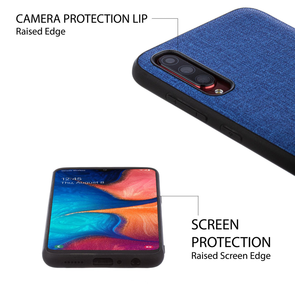 Lilware Canvas Rubberized Texture Plastic Phone Case for Samsung Galaxy A70/A70S. Blue