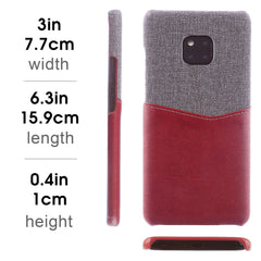 Lilware Card Wallet Plastic Phone Case Compatible with Huawei Mate 20 Pro. Fabric Texture and PU Leather Protective Cover with ID / Credit Card Slot Holder. Red