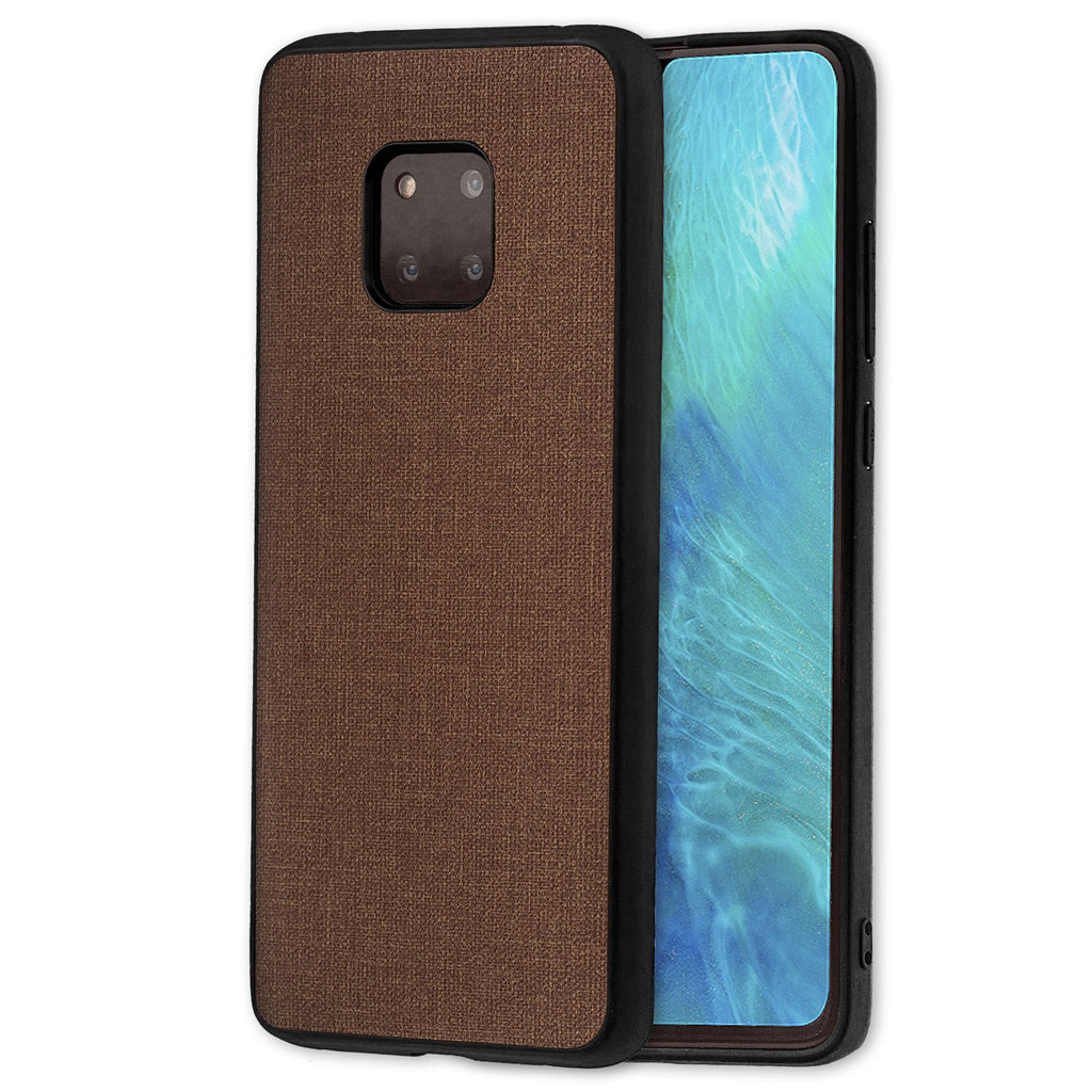 Lilware Canvas Rubberized Texture Plastic Phone Case Compatible with Huawei Mate 20 Pro. Brown