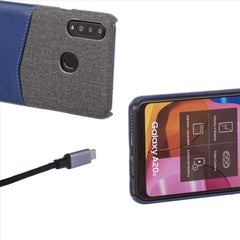 Lilware Card Wallet Kunststoff-Telefonhülle Kompatibel mit Samsung Galaxy A20S. Stofftextur und PU-Leder-Schutzhülle mit Ausweis-/Kreditkartenfach. Blau